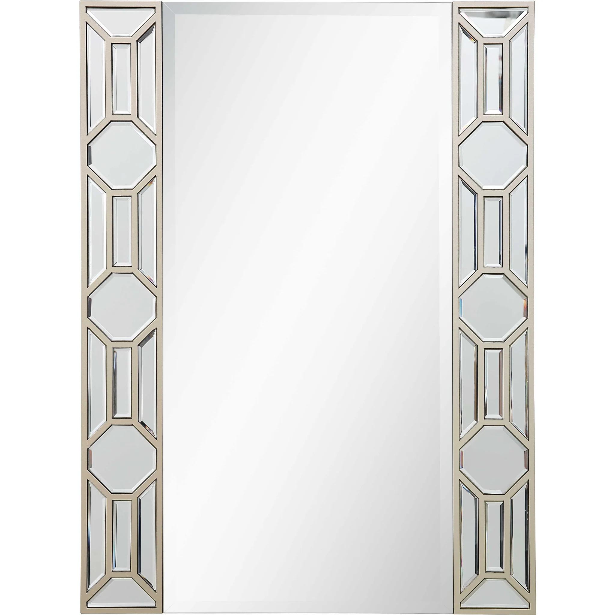 Set of Two 47" Silver and Champagne Mirrored Glass Console Table and Mirror By Homeroots - Image 5