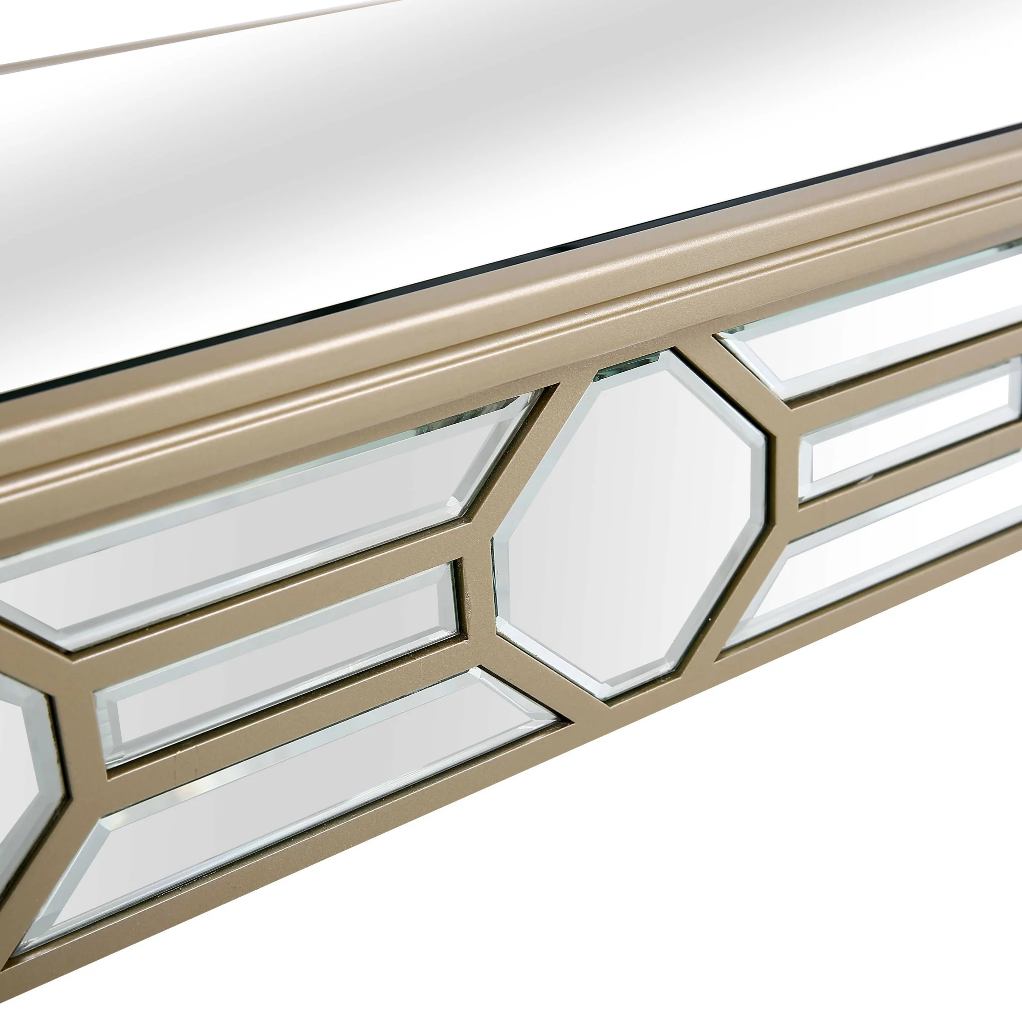 Set of Two 47" Silver and Champagne Mirrored Glass Console Table and Mirror By Homeroots - Image 6