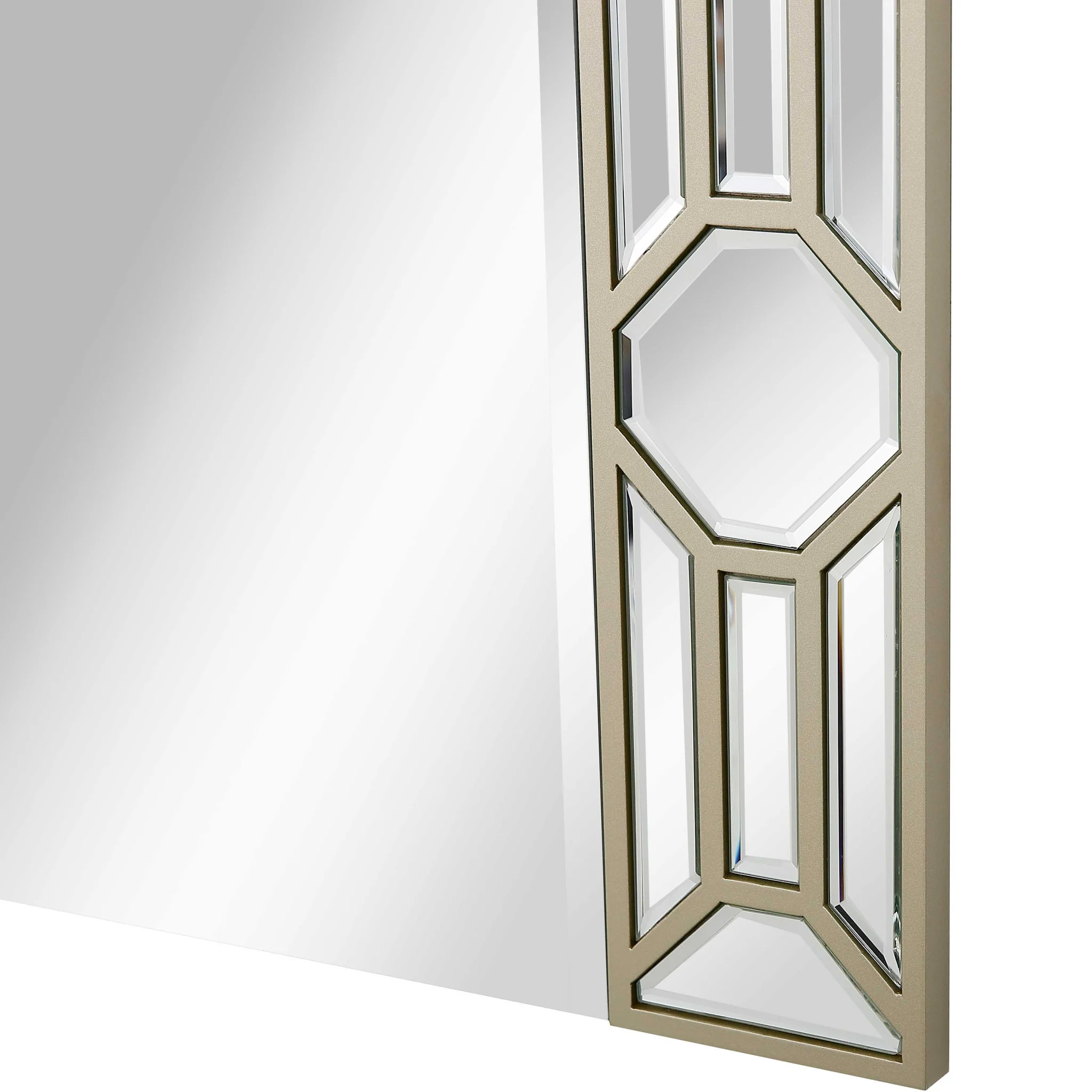 Set of Two 47" Silver and Champagne Mirrored Glass Console Table and Mirror By Homeroots - Image 7