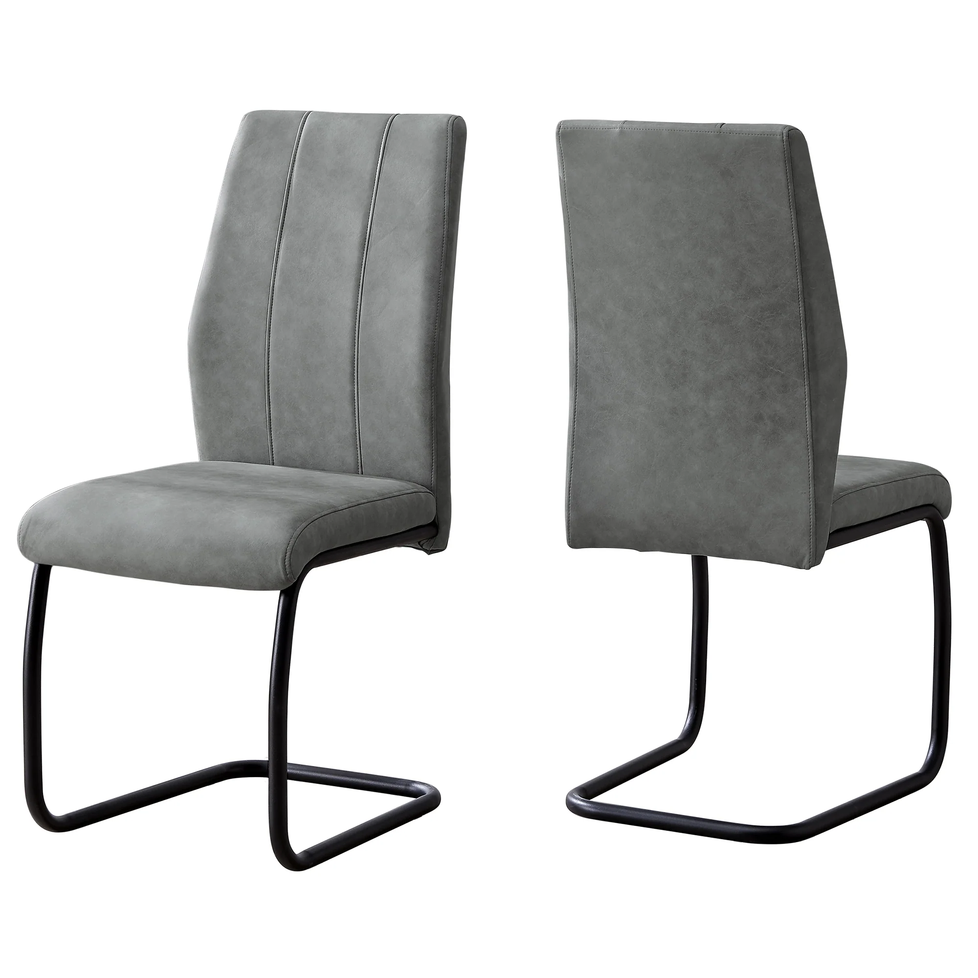 Set Of Two 77.5" Fabric Black Metal And Polyester Dining Chairs By Homeroots - Image 2