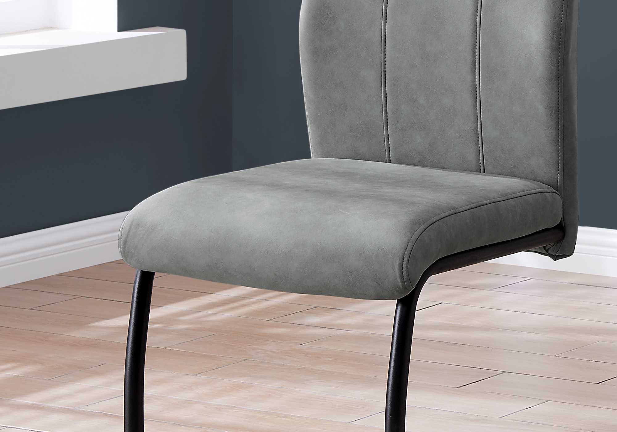 Set Of Two 77.5" Fabric Black Metal And Polyester Dining Chairs By Homeroots - Image 3