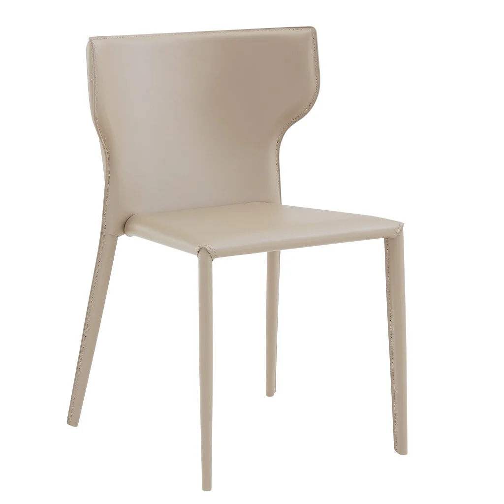 Set Of Two All-Faux Faux Leather Beige Stacking Chairs By Homeroots - Image 2