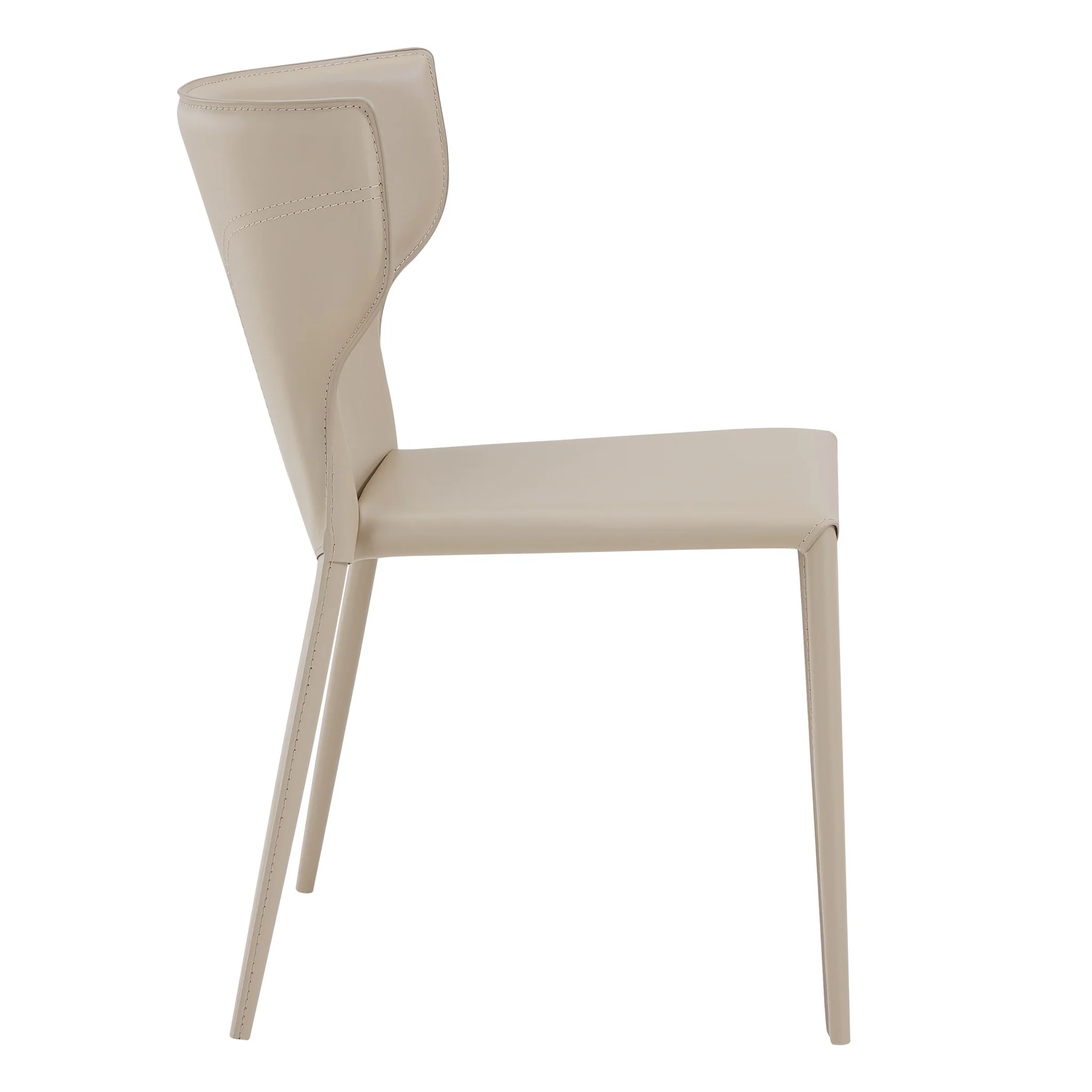 Set Of Two All-Faux Faux Leather Beige Stacking Chairs By Homeroots - Image 3