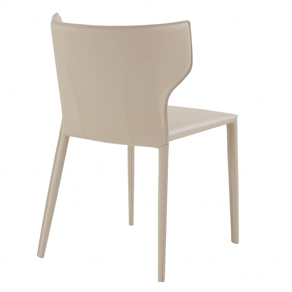Set Of Two All-Faux Faux Leather Beige Stacking Chairs By Homeroots - Image 4