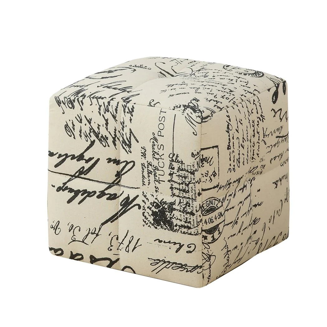 Set of Two Beige And Black Faux Leather Cube Ottoman By Homeroots - Image 2