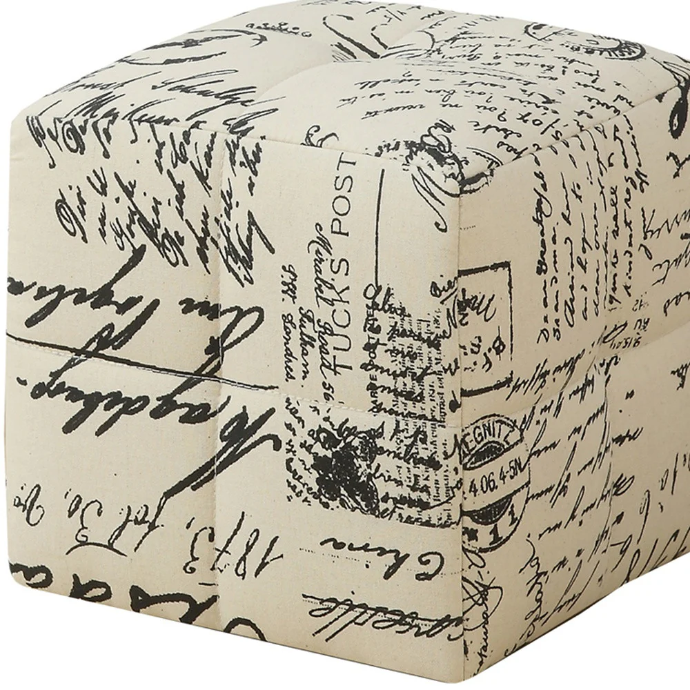 Set of Two Beige And Black Faux Leather Cube Ottoman By Homeroots - Image 6