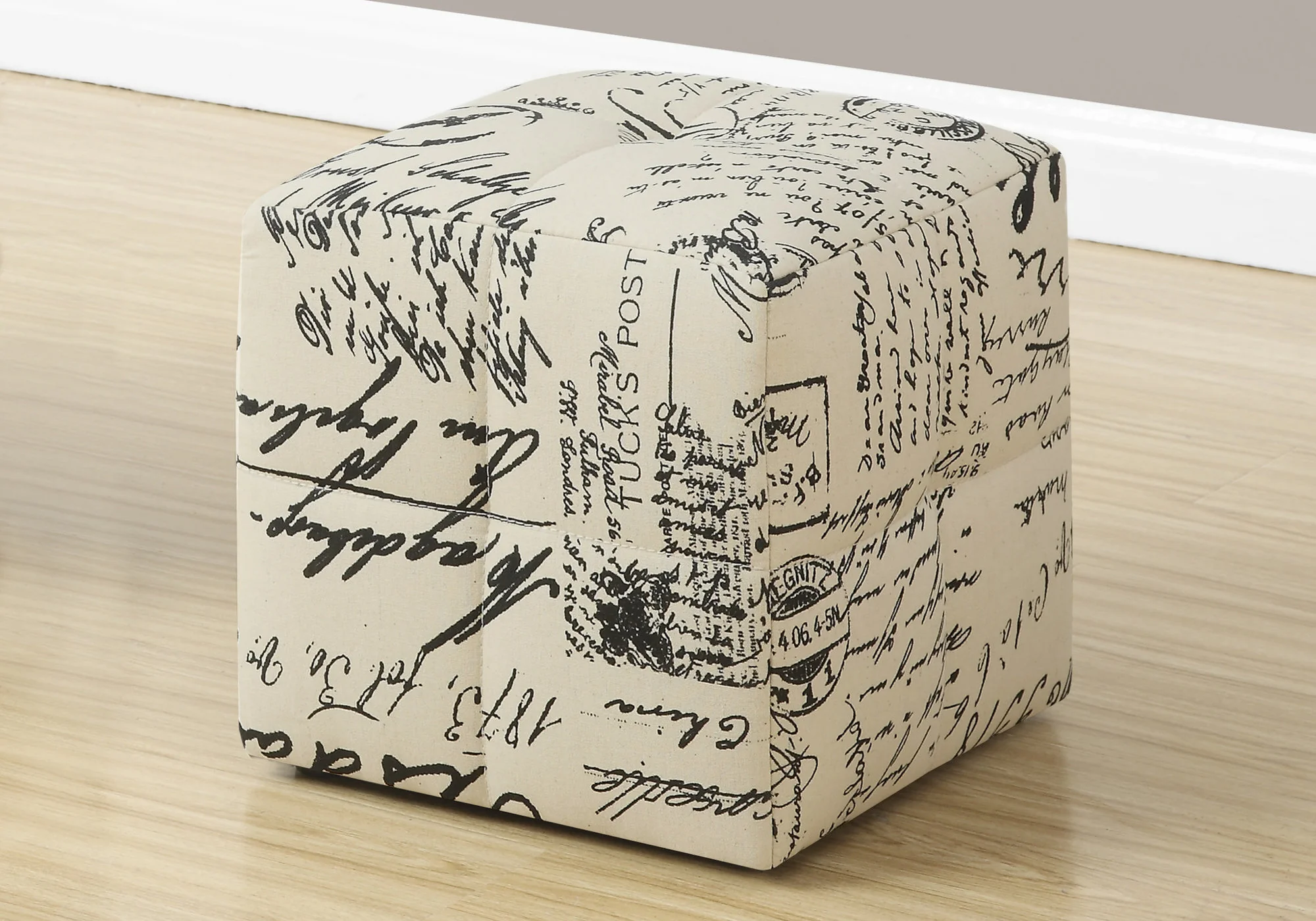 Set of Two Beige And Black Faux Leather Cube Ottoman By Homeroots - Image 7