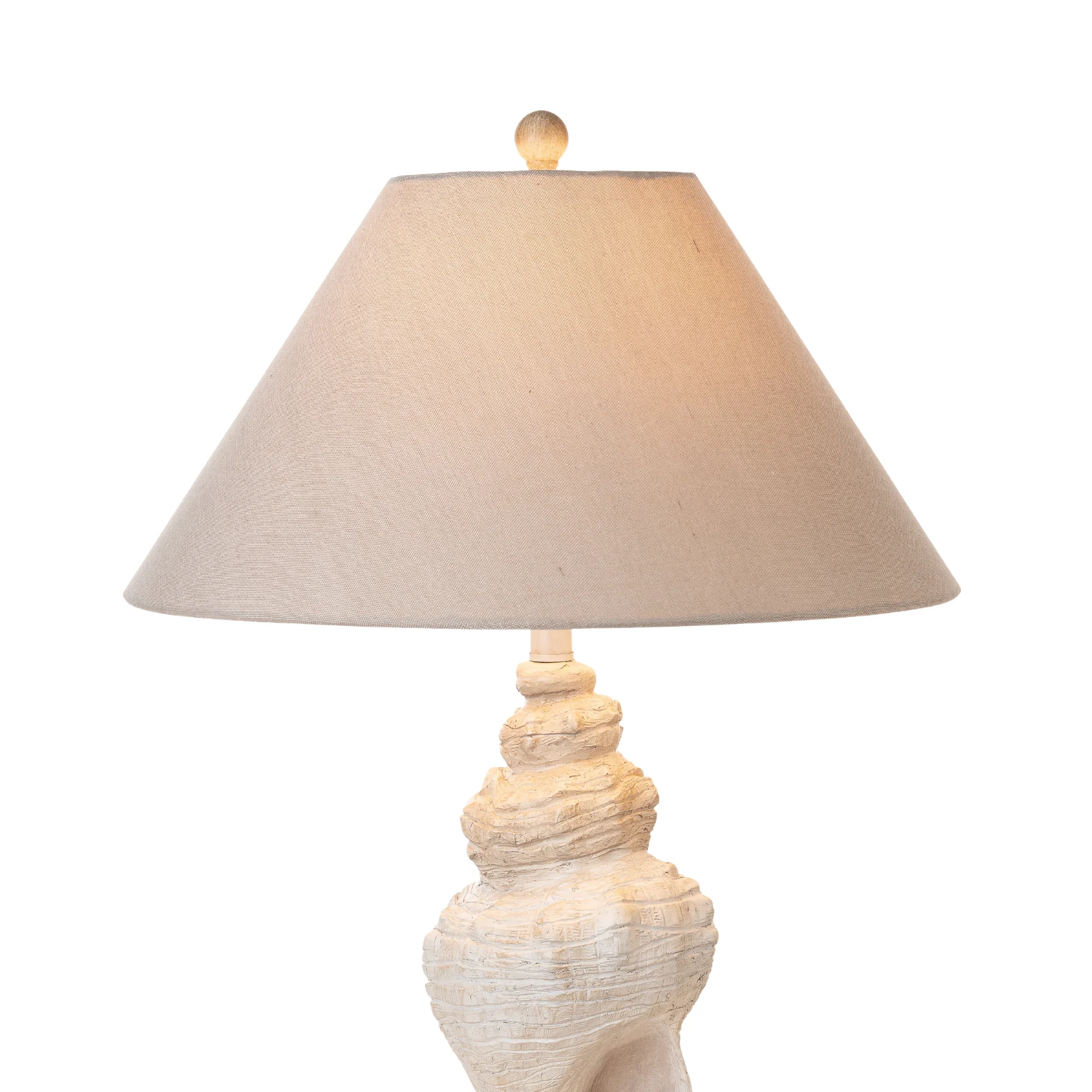 Set of Two Beige and Brown Novelty Table Lamp Coastal With Tan Empire Shade By Homeroots - Image 2