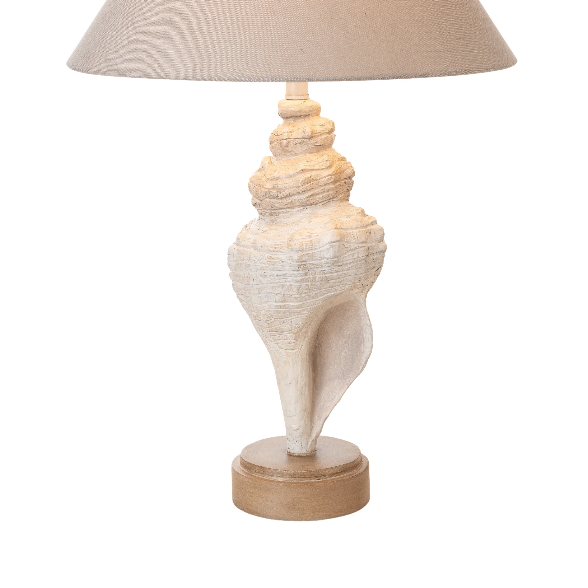 Set of Two Beige and Brown Novelty Table Lamp Coastal With Tan Empire Shade By Homeroots - Image 3