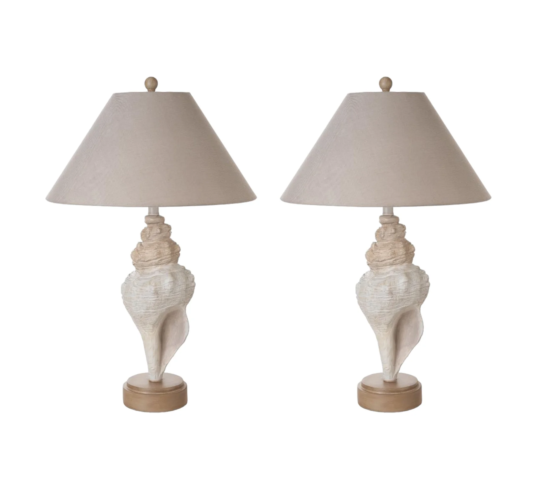 Set of Two Beige and Brown Novelty Table Lamp Coastal With Tan Empire Shade By Homeroots - Image 8