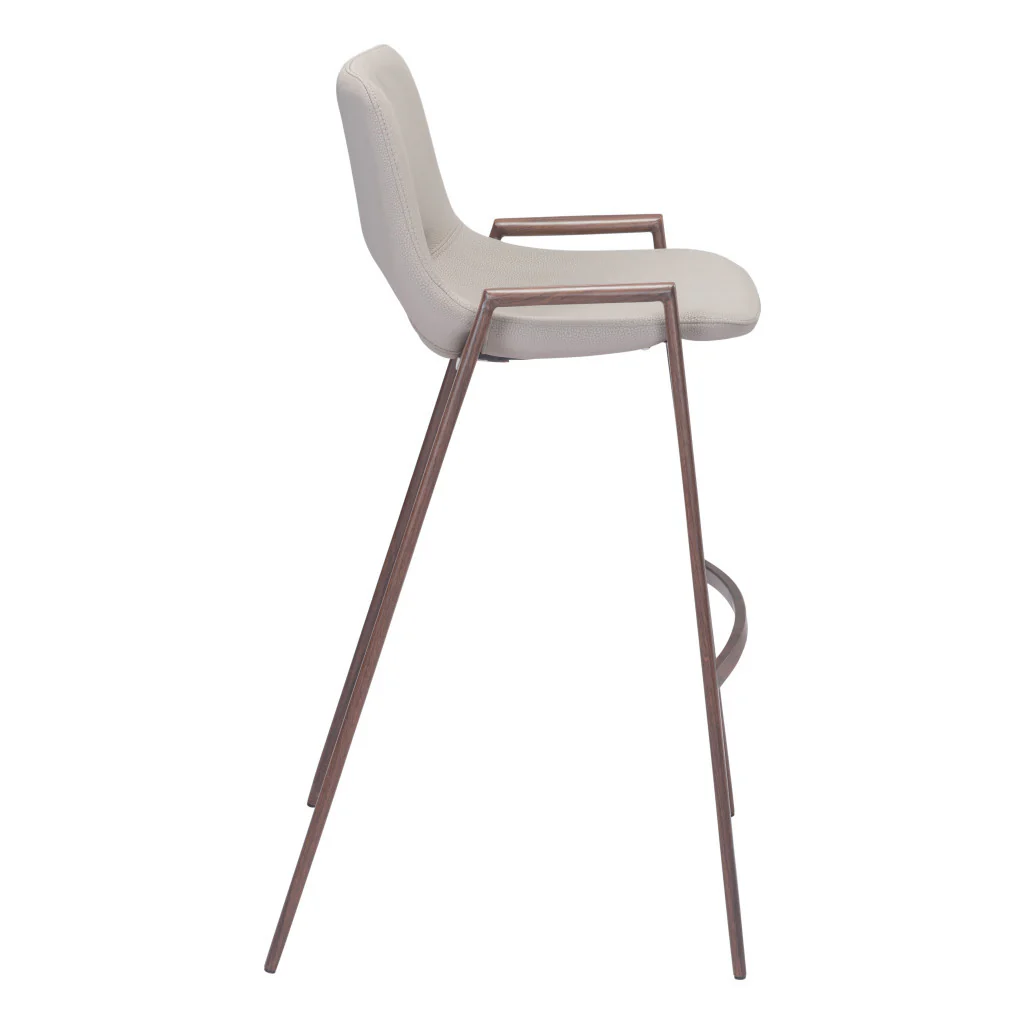 Set of Two Beige And Brown Steel Low Back Bar Height Bar Chairs By Homeroots - Image 3