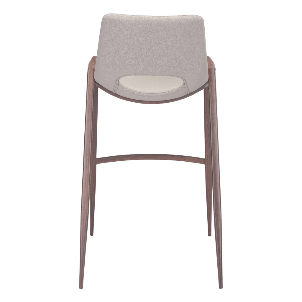 Set of Two Beige And Brown Steel Low Back Bar Height Bar Chairs By Homeroots - Image 5