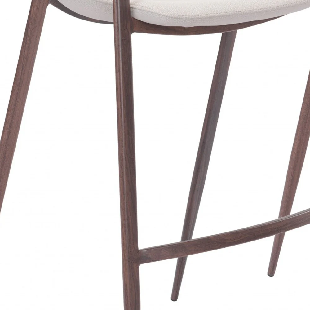 Set of Two Beige And Brown Steel Low Back Bar Height Bar Chairs By Homeroots - Image 6