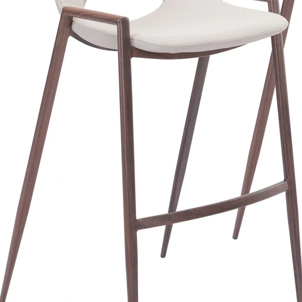 Set of Two Beige And Brown Steel Low Back Bar Height Bar Chairs By Homeroots - Image 7