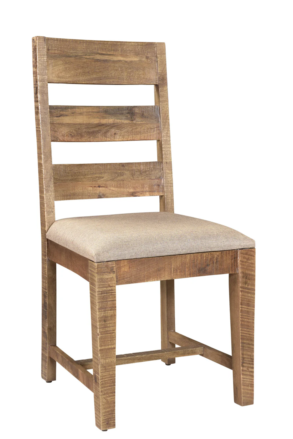 Set of Two Beige And Brown Upholstered Fabric Ladder Back Dining Side Chairs By Homeroots - Image 2