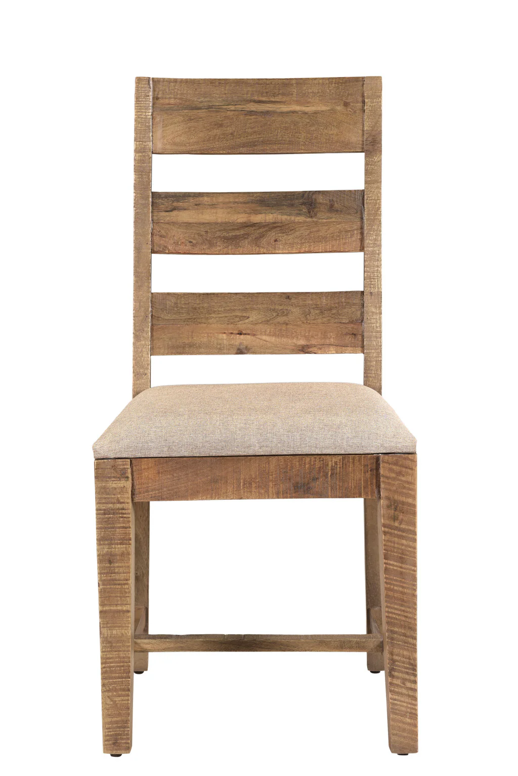 Set of Two Beige And Brown Upholstered Fabric Ladder Back Dining Side Chairs By Homeroots - Image 3