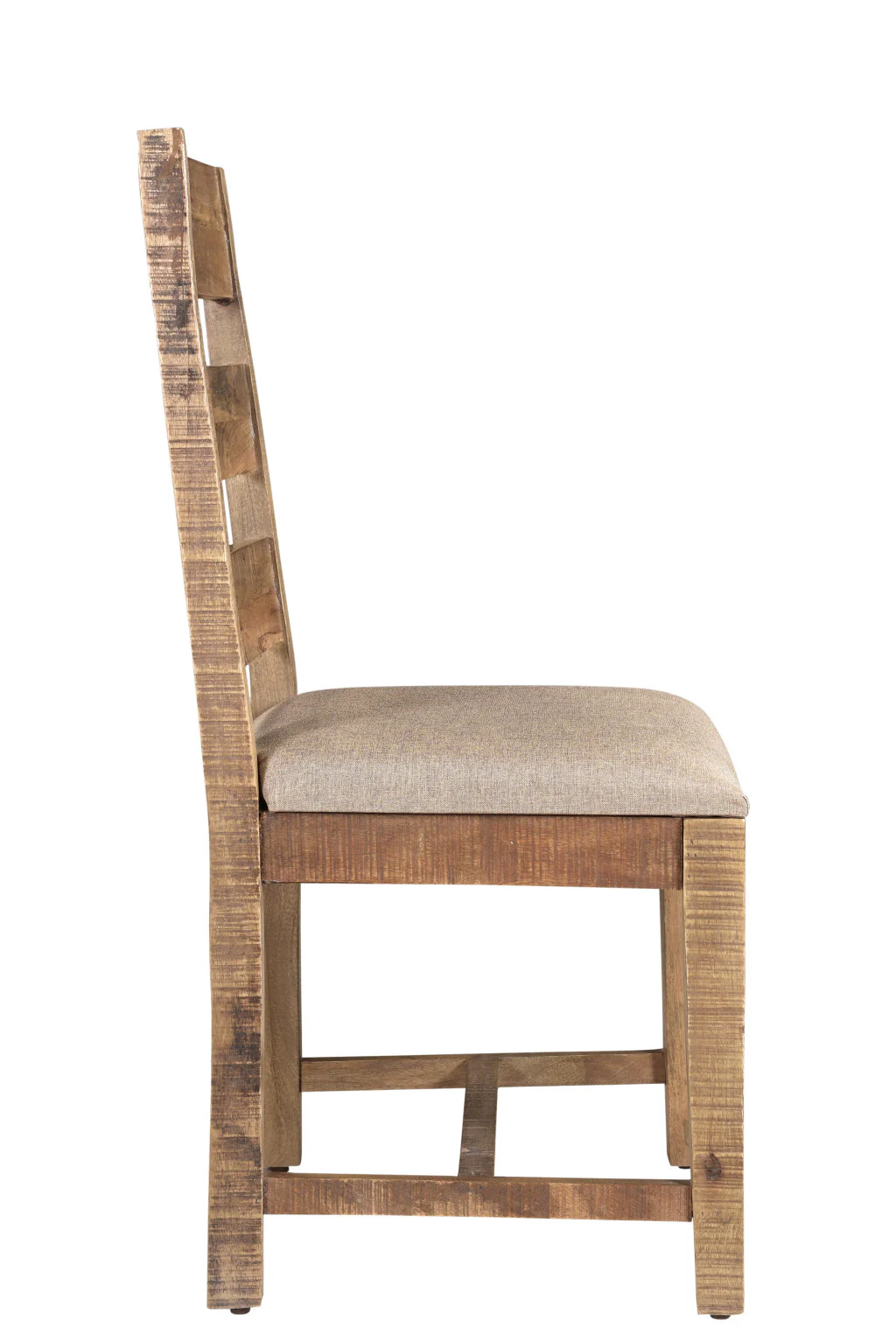 Set of Two Beige And Brown Upholstered Fabric Ladder Back Dining Side Chairs By Homeroots - Image 4