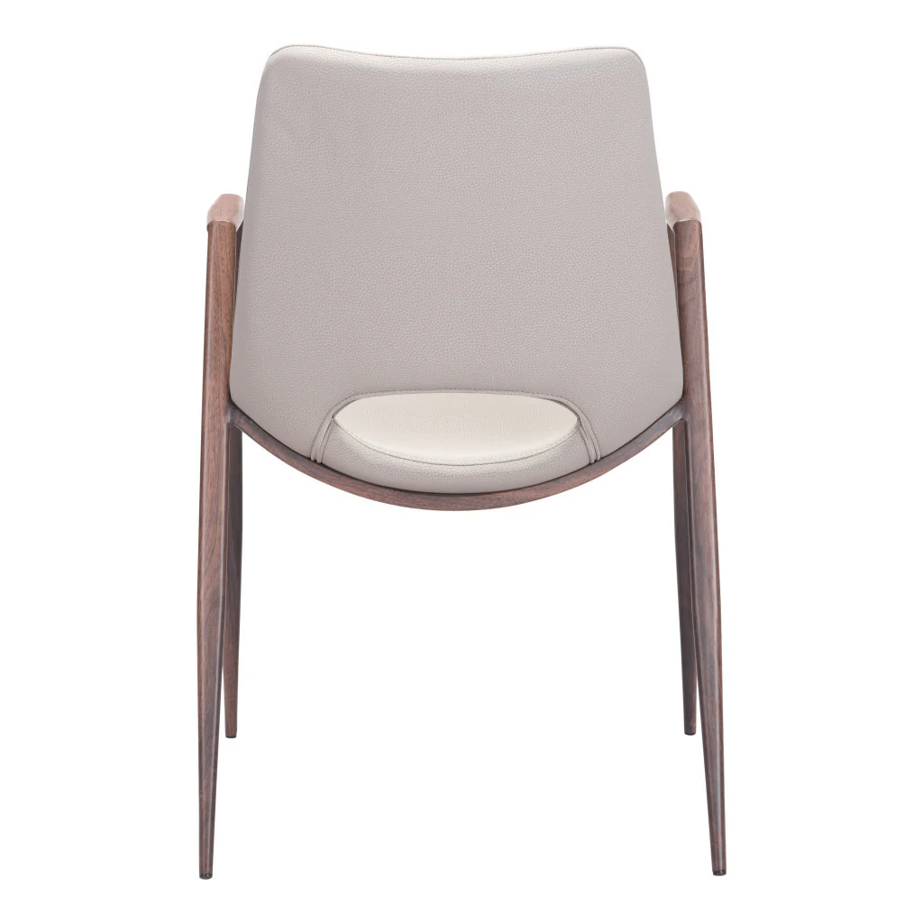 Set of Two Beige And Brown Upholstered Faux Leather Dining Arm Chairs By Homeroots - Image 3