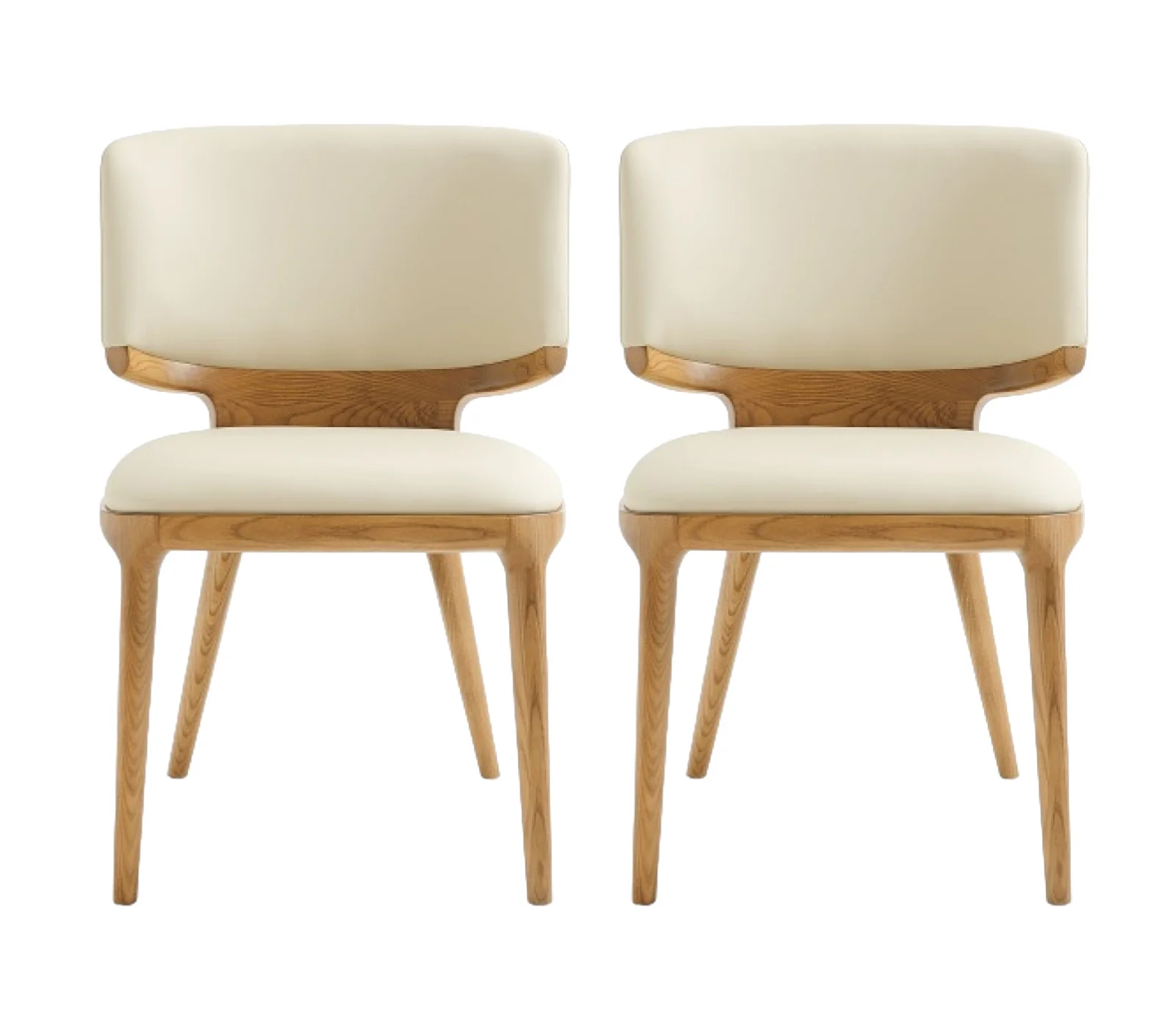Set of Two Beige And Brown Upholstered Faux Leather King Louis Back Dining Side Chairs By Homeroots - Image 2