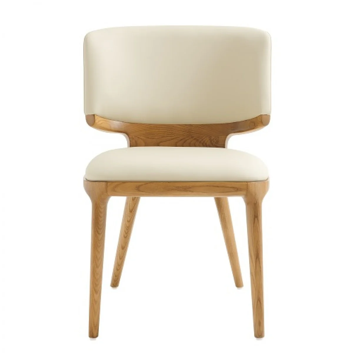 Set of Two Beige And Brown Upholstered Faux Leather King Louis Back Dining Side Chairs By Homeroots - Image 4
