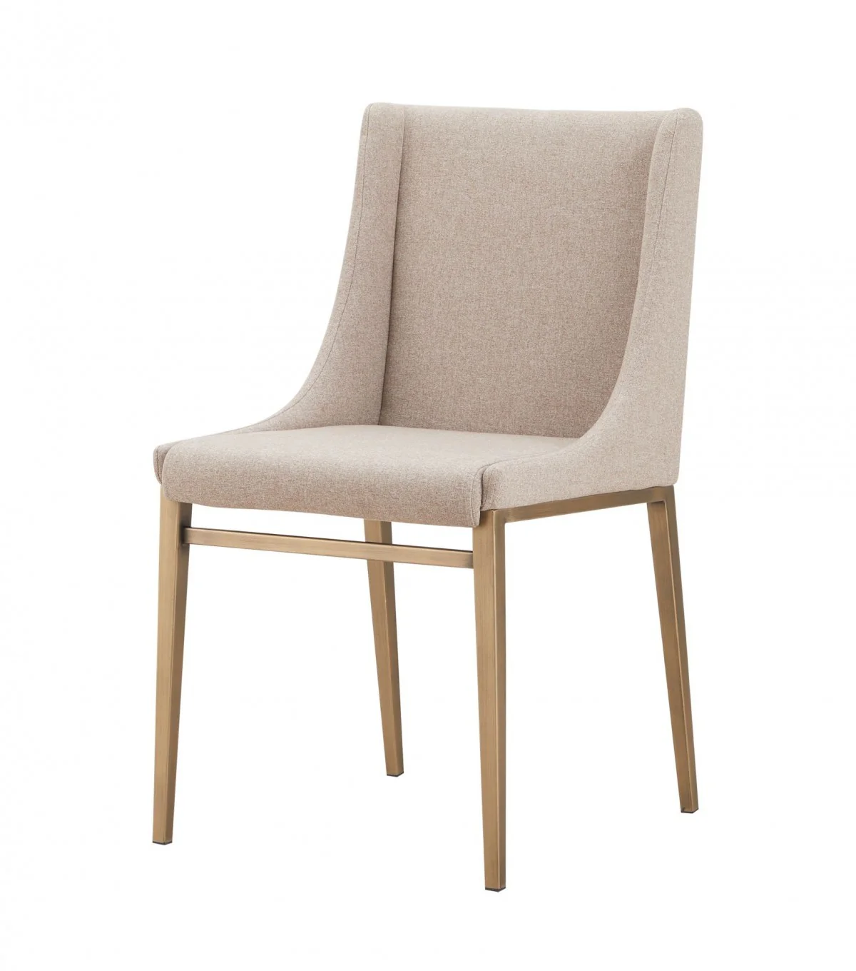 Set of Two Beige Brass Contemporary Dining Chairs By Homeroots - Image 2