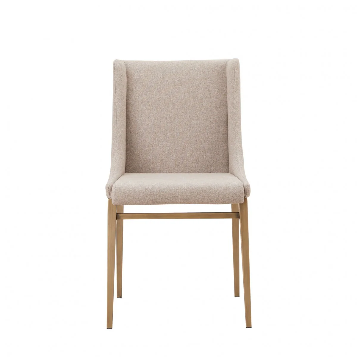 Set of Two Beige Brass Contemporary Dining Chairs By Homeroots - Image 3