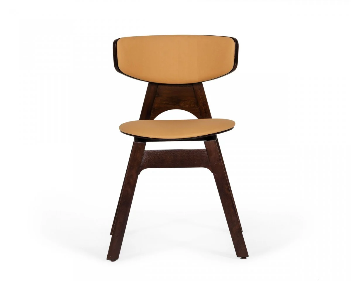 Set of Two Beige Faux Leather Modern Dining Chairs By Homeroots - Image 2