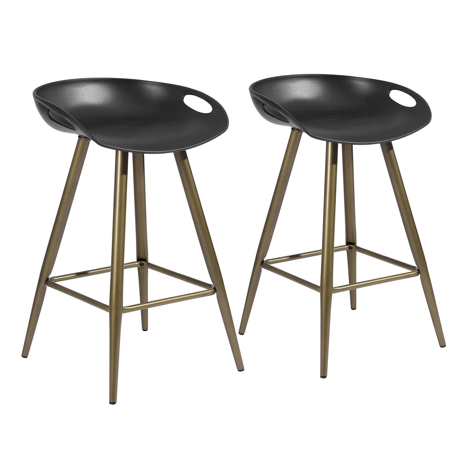 Set of Two Black And Bronze Steel Backless Counter Height Bar Chairs By Homeroots - Image 2