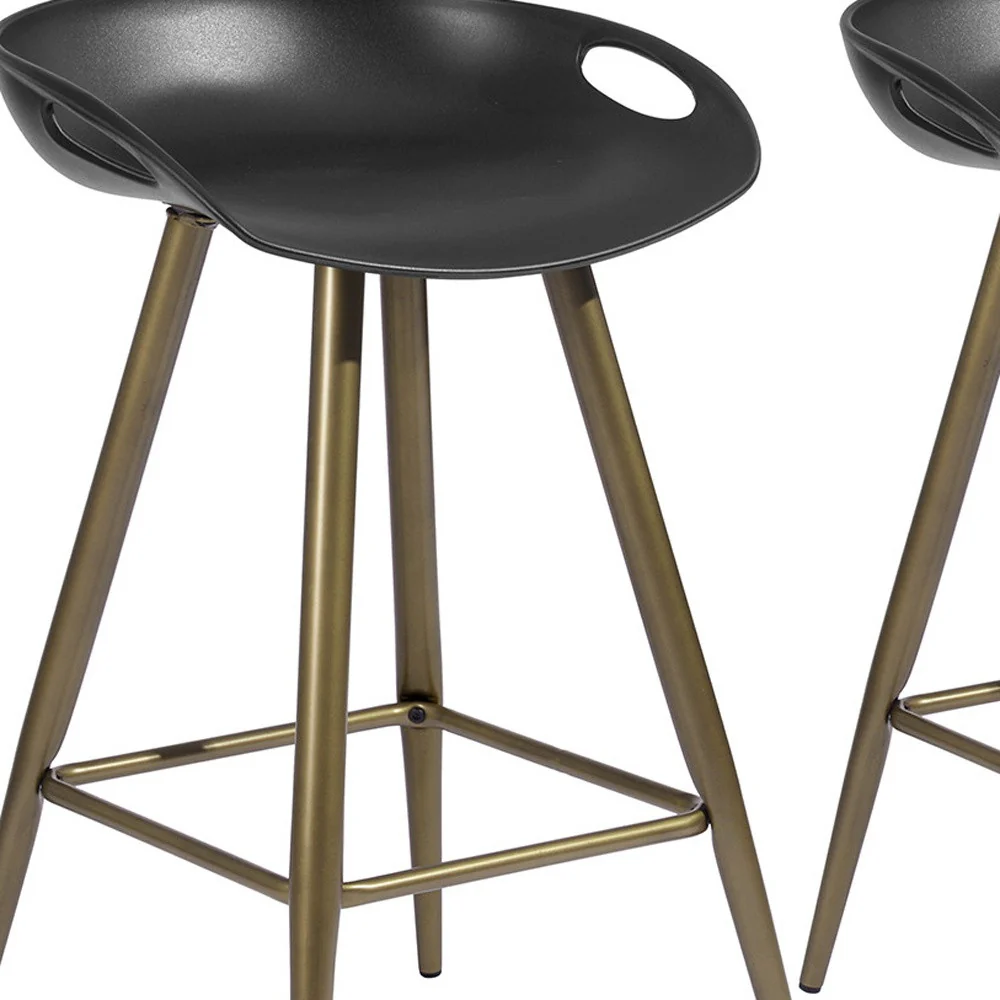 Set of Two Black And Bronze Steel Backless Counter Height Bar Chairs By Homeroots - Image 3
