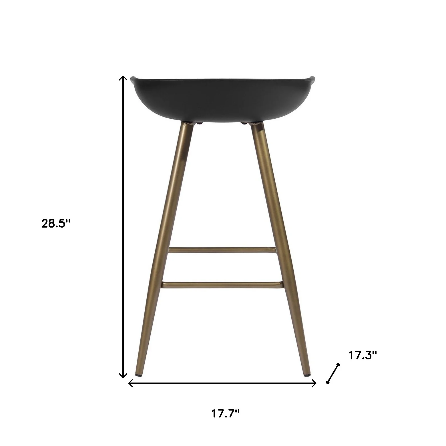 Set of Two Black And Bronze Steel Backless Counter Height Bar Chairs By Homeroots - Image 6
