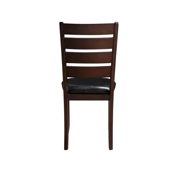 Set of Two Black And Brown Faux Leather Wood Slat Back Dining Side Chairs By Homeroots - Image 3