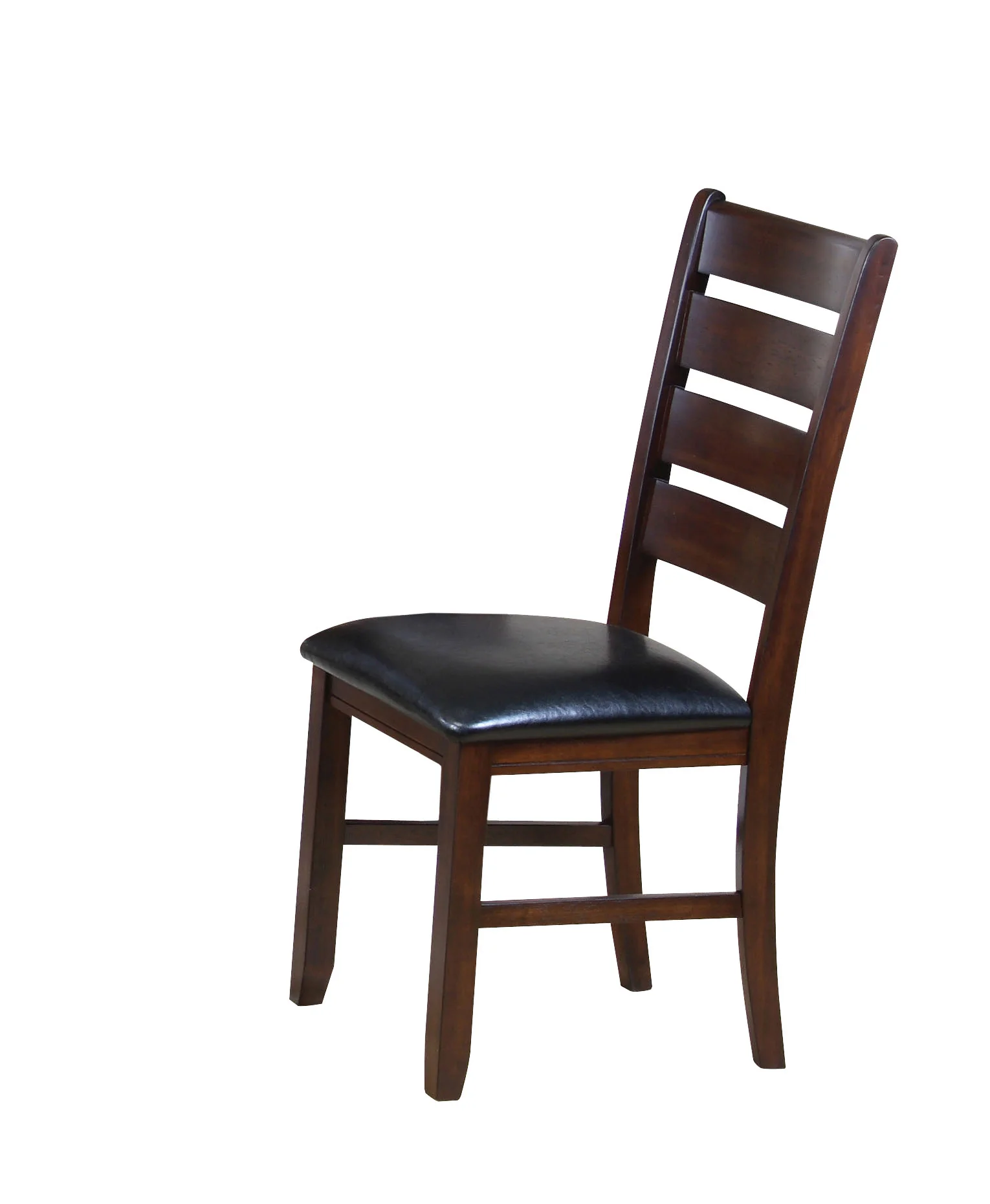 Set of Two Black And Brown Faux Leather Wood Slat Back Dining Side Chairs By Homeroots - Image 6