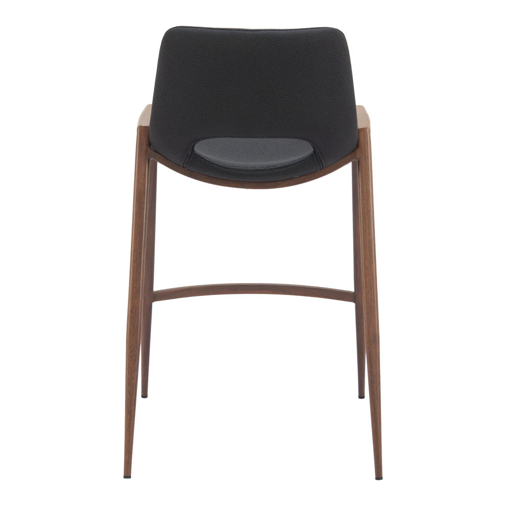 Set of Two Black And Brown Steel Low Back Counter Height Bar Chairs By Homeroots - Image 3