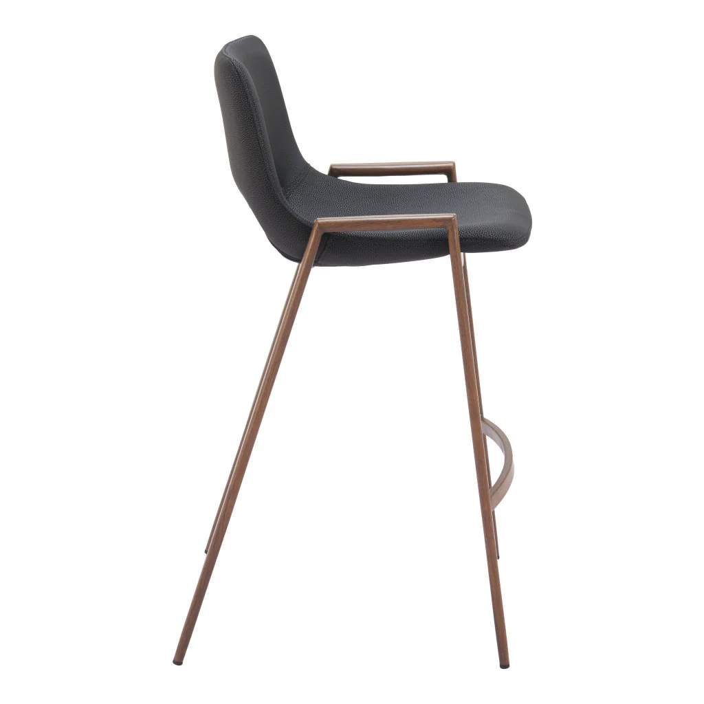 Set of Two Black And Brown Steel Low Back Counter Height Bar Chairs By Homeroots - Image 6