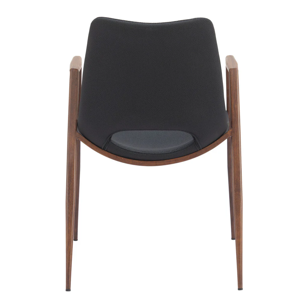 Set of Two Black And Brown Upholstered Faux Leather Open Back Dining Arm Chairs By Homeroots - Image 4