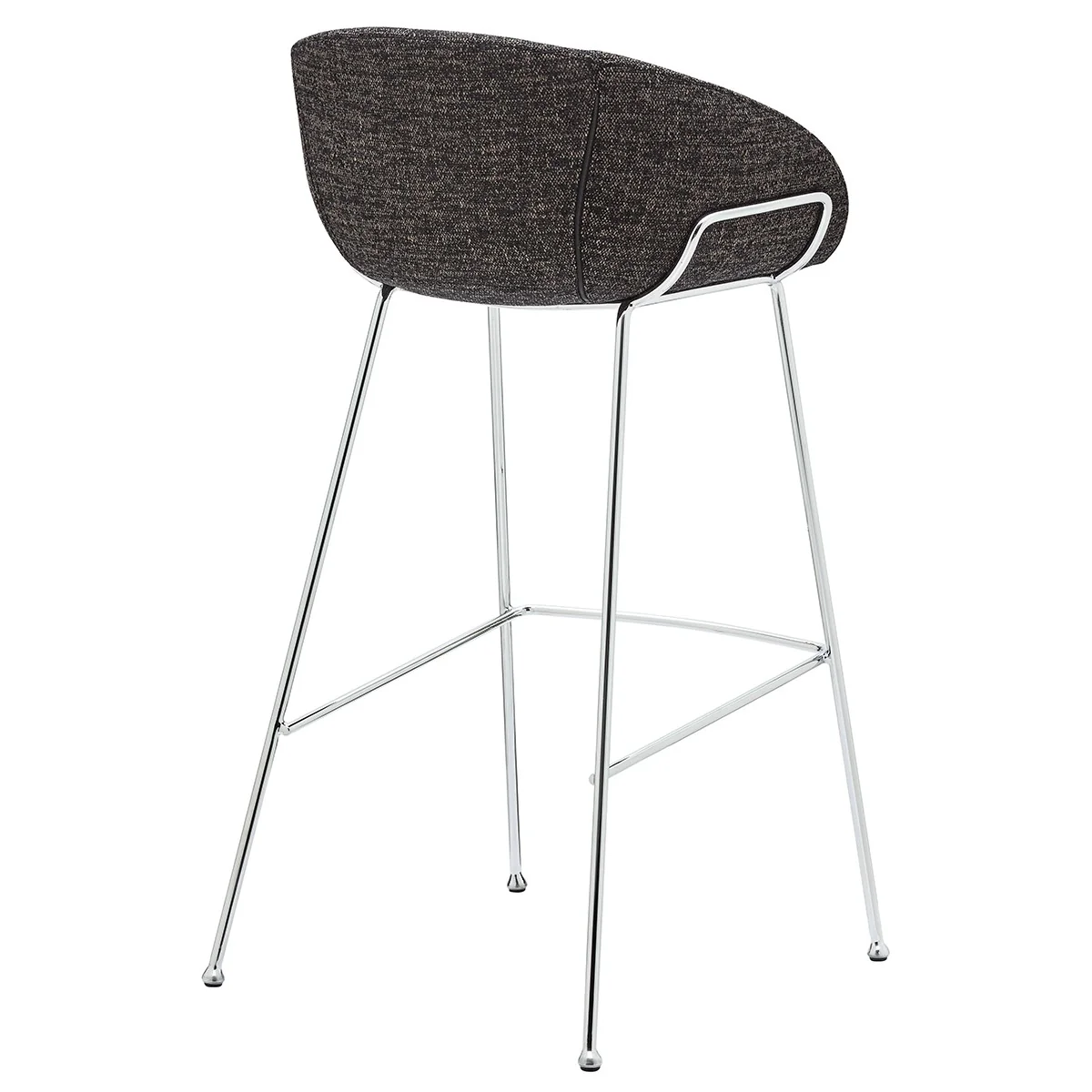 Set of Two Black and Chrome Scoop Bar Stools By Homeroots - Image 4