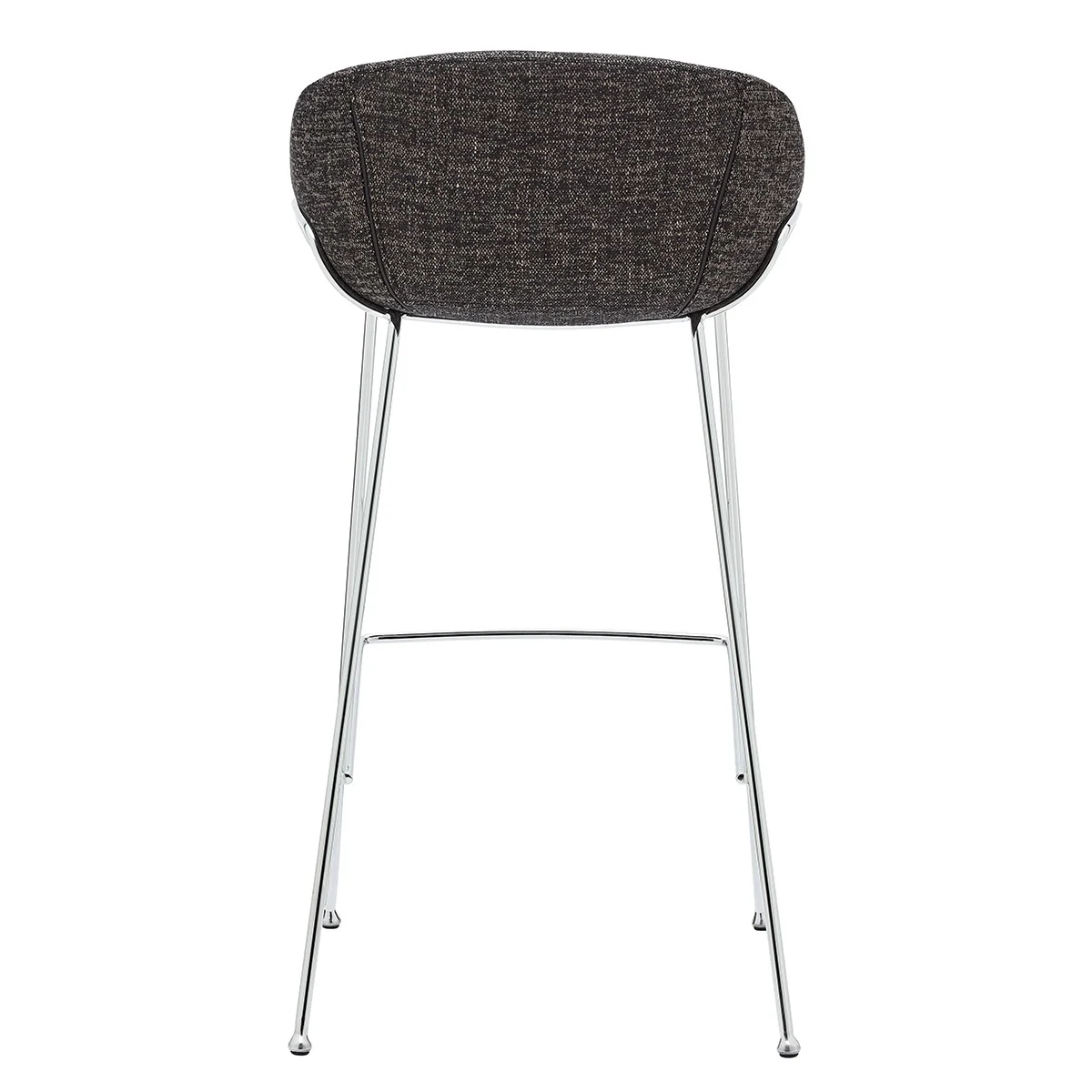Set of Two Black and Chrome Scoop Bar Stools By Homeroots - Image 5