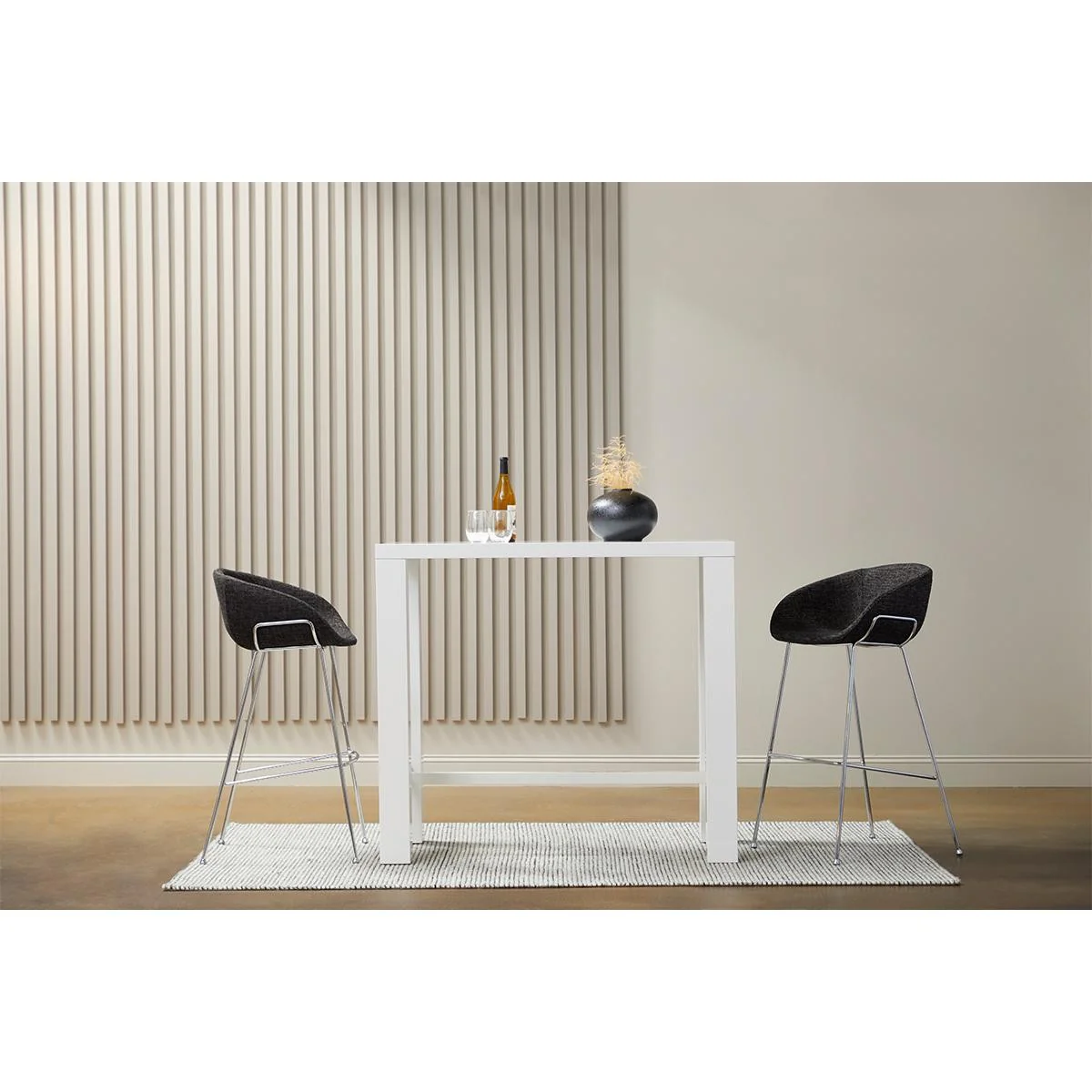 Set of Two Black and Chrome Scoop Bar Stools By Homeroots - Image 8