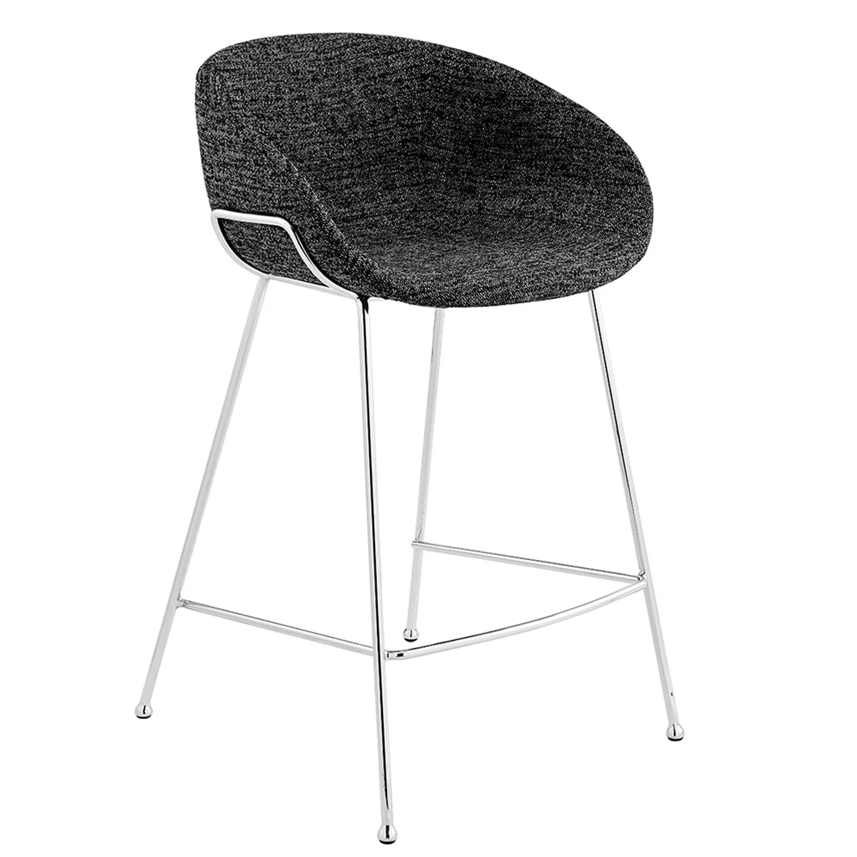 Set of Two Black and Chrome Scoop Counter Stools By Homeroots - Image 2