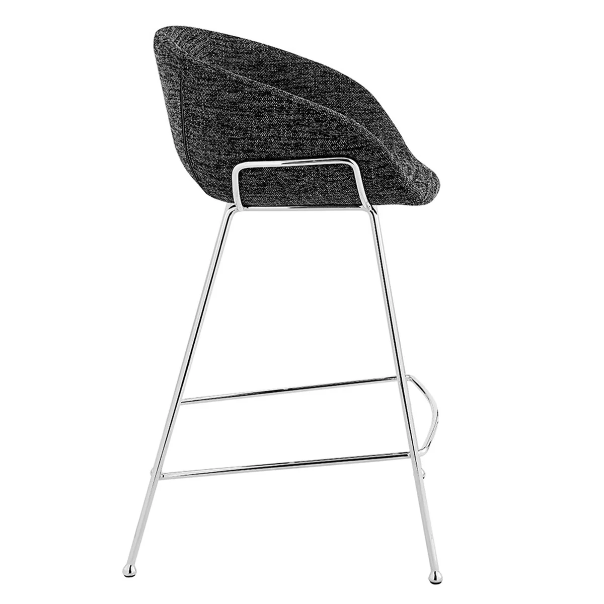Set of Two Black and Chrome Scoop Counter Stools By Homeroots - Image 3