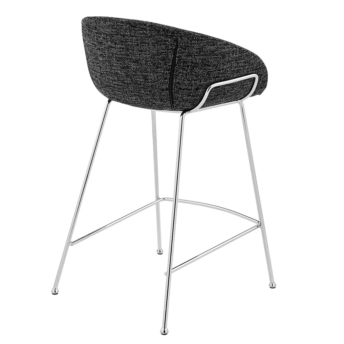 Set of Two Black and Chrome Scoop Counter Stools By Homeroots - Image 4