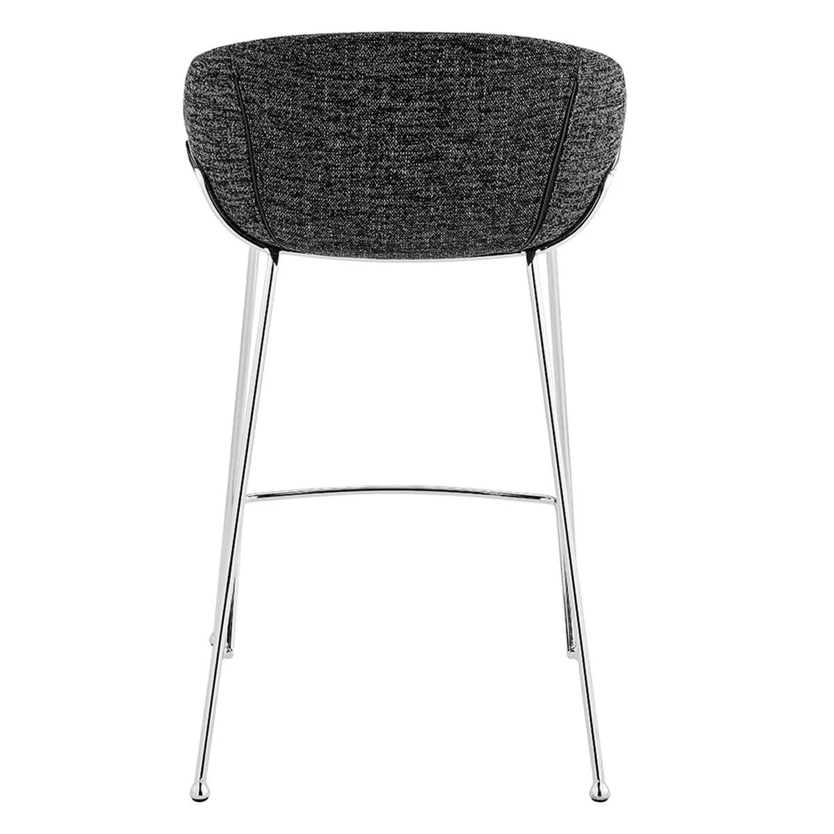 Set of Two Black and Chrome Scoop Counter Stools By Homeroots - Image 5