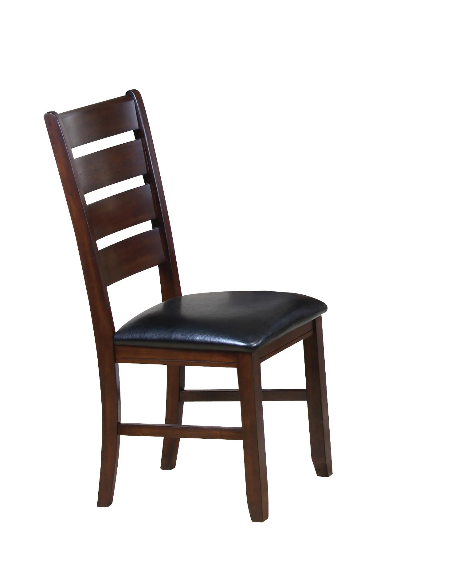 Set of Two Black And Dark Brown Upholstered Faux Leather Slat Back Dining Side Chairs By Homeroots - Image 6