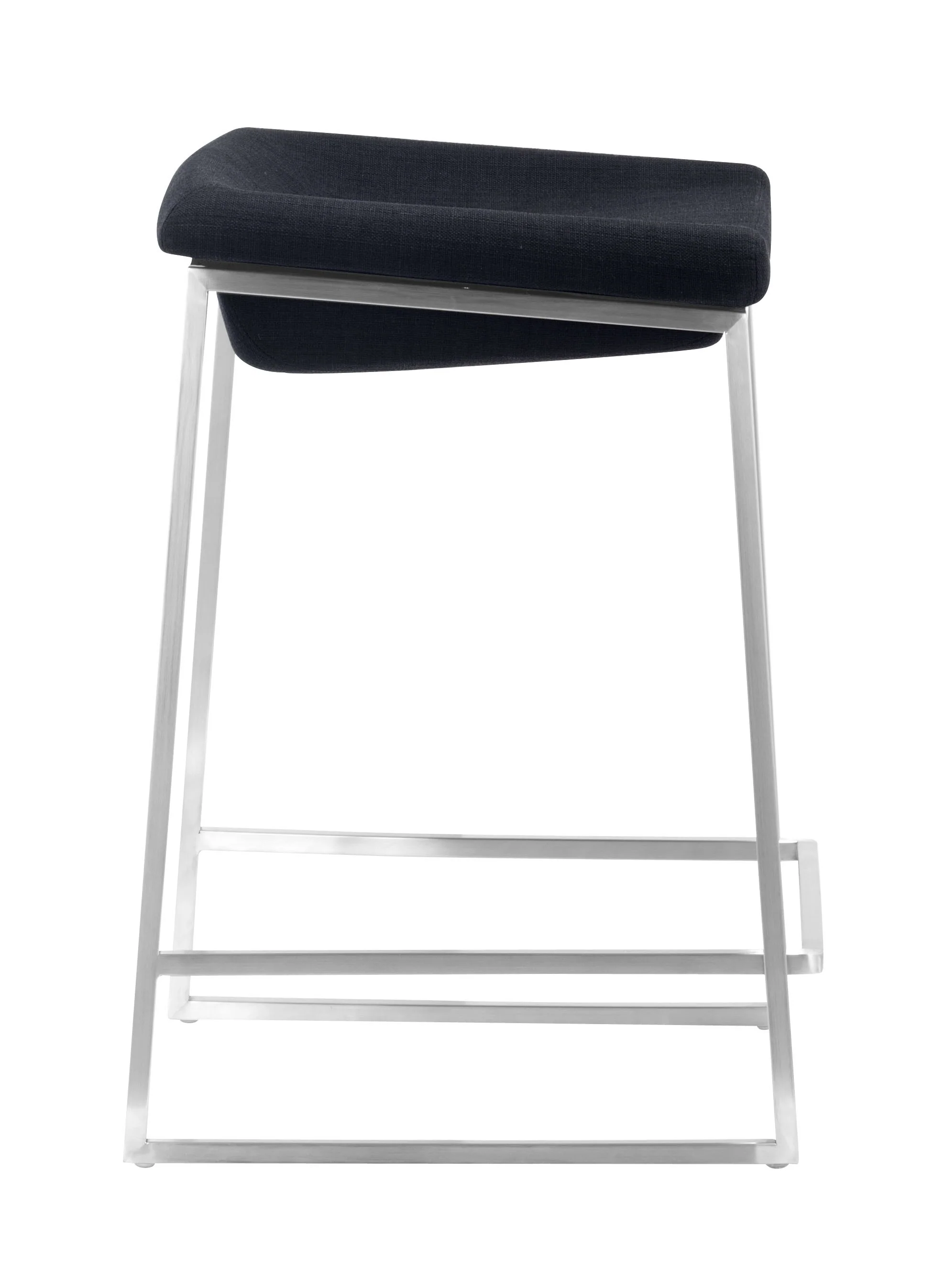 Set of Two " Black and Gray Stainless Steel Swivel Backless Counter Height Bar Chairs with Footrest By Homeroots - Image 2