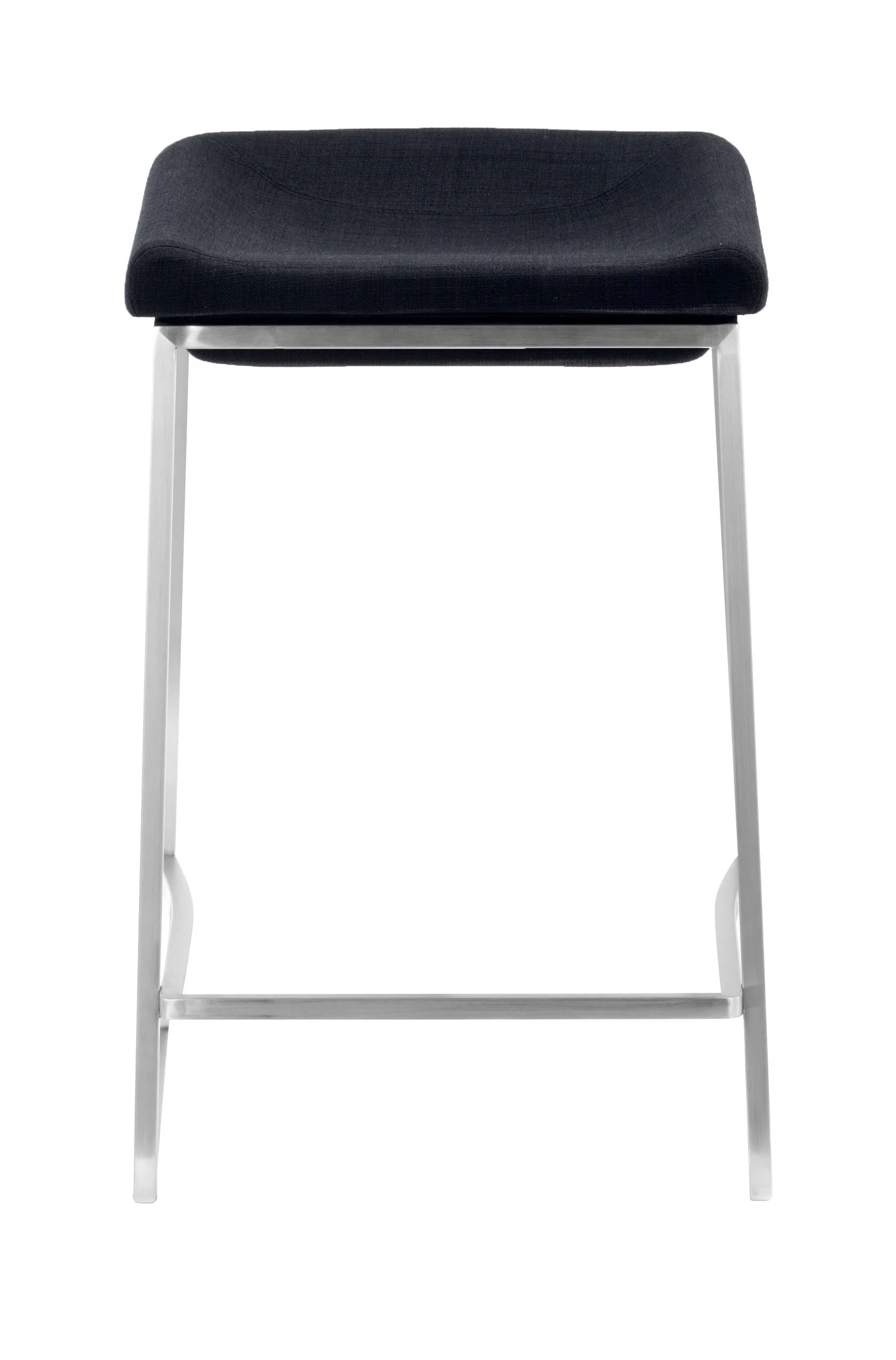 Set of Two " Black and Gray Stainless Steel Swivel Backless Counter Height Bar Chairs with Footrest By Homeroots - Image 3