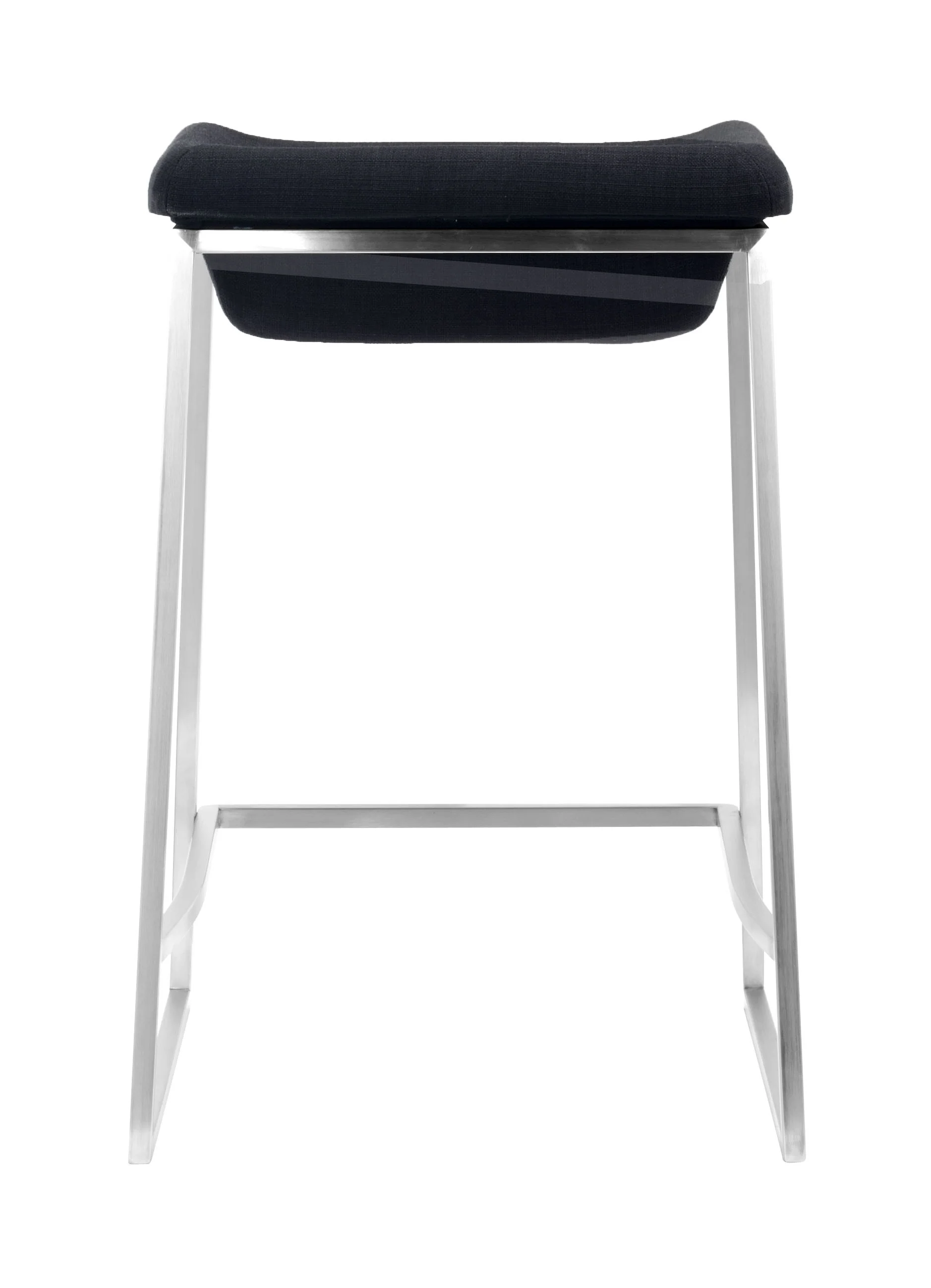 Set of Two " Black and Gray Stainless Steel Swivel Backless Counter Height Bar Chairs with Footrest By Homeroots - Image 4