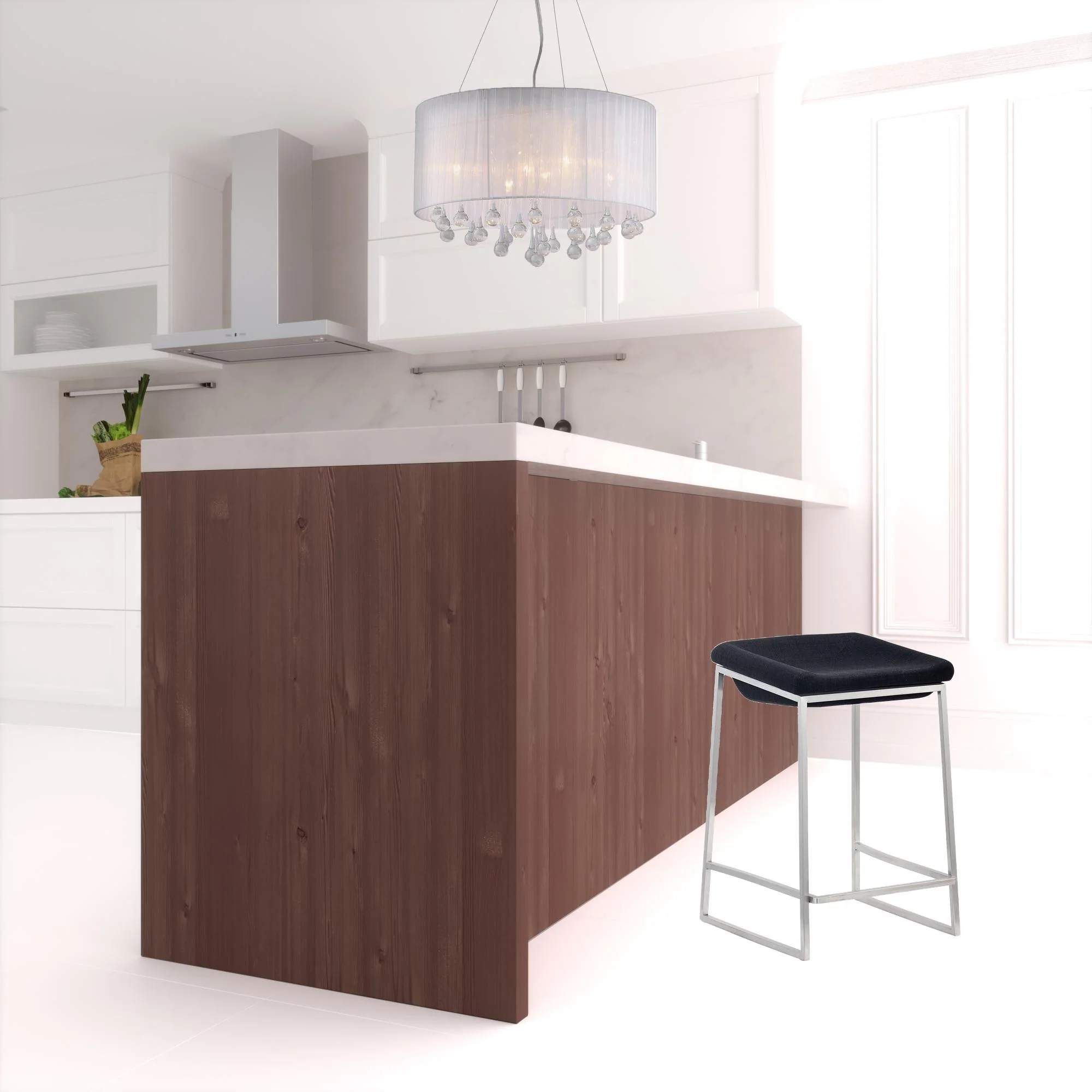 Set of Two " Black and Gray Stainless Steel Swivel Backless Counter Height Bar Chairs with Footrest By Homeroots - Image 5