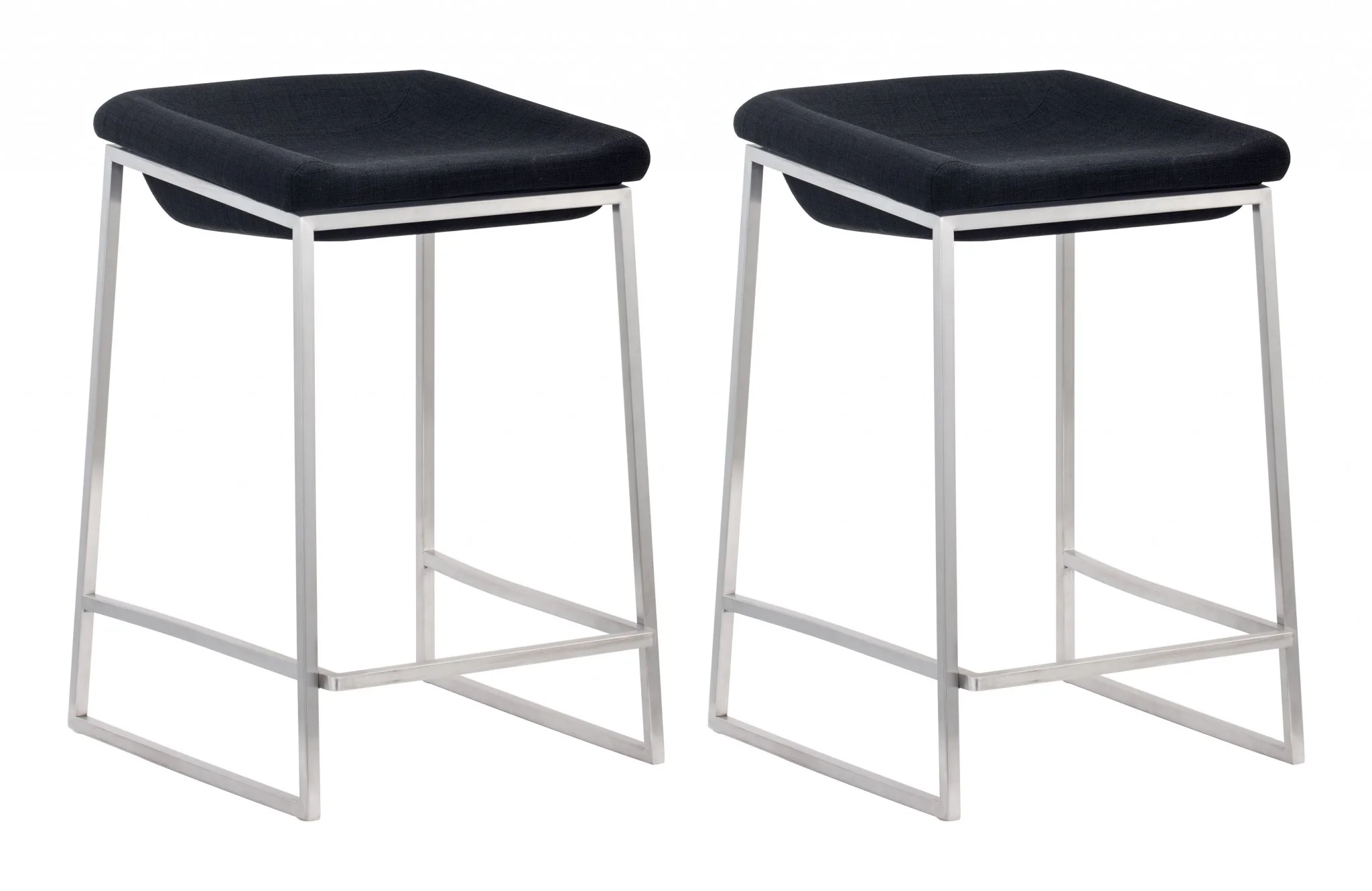 Set of Two " Black and Gray Stainless Steel Swivel Backless Counter Height Bar Chairs with Footrest By Homeroots - Image 6