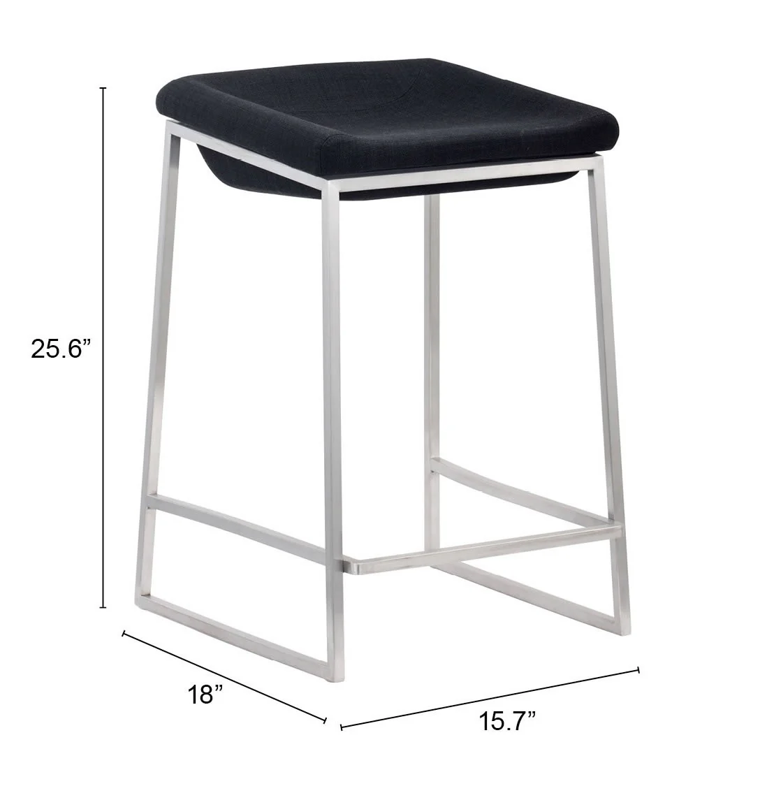 Set of Two " Black and Gray Stainless Steel Swivel Backless Counter Height Bar Chairs with Footrest By Homeroots - Image 8