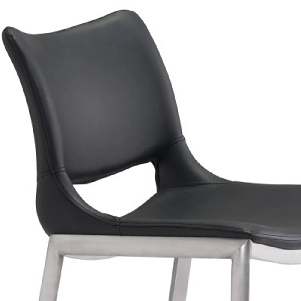 Set of Two Black And Silver Steel Low Back Bar Height Bar Chairs By Homeroots - Image 6